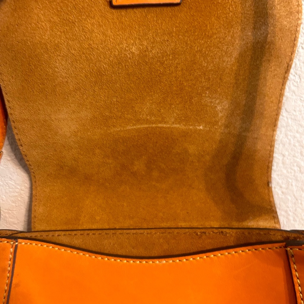 FRYE Small Leather Orange Saddle Bag - Picture 7 of 9